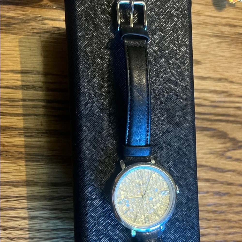 Fossil mosaic face Silver and Black Women's Watch